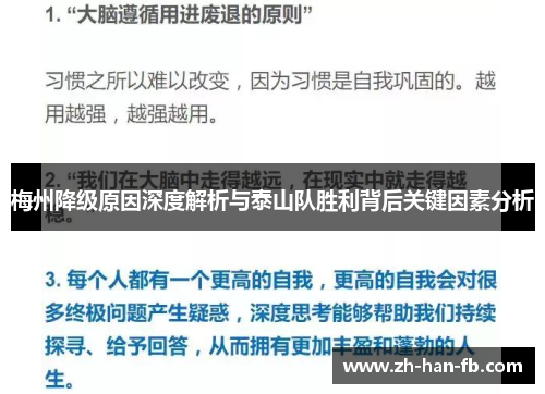 梅州降级原因深度解析与泰山队胜利背后关键因素分析